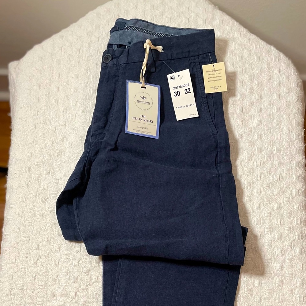 New dockers straight cut navy trousers